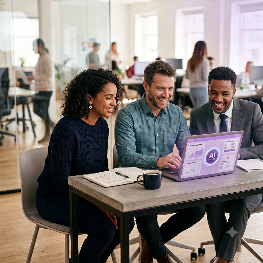 SME owner working with AI tools
